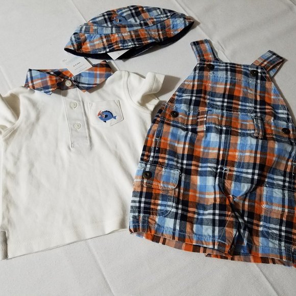 Gymboree Swim School 0-3 month Overalls, shirt & 3-6 month...